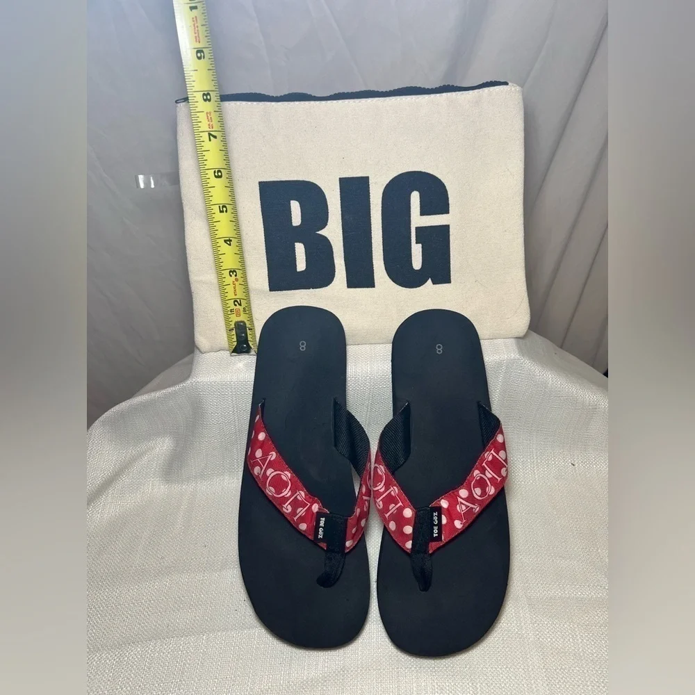 Alpha Omicron Pi Flip Flops with “Big” Zipper Pouch